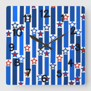 Reloj Cuadrado Fourth of July Stars and Stripes