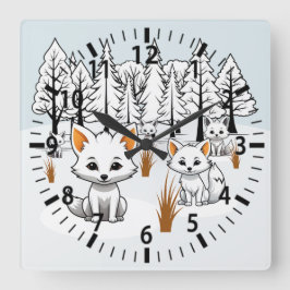 Reloj Cuadrado Foxes Árticos - Paisaje invernal