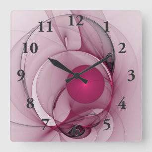 Reloj Cuadrado Fractal cambiante, arte rosa de la berry abstracta