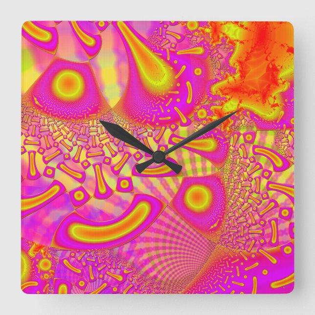 Reloj Cuadrado Fractal de cristal fundido 3D de LollyPoP (Anverso)
