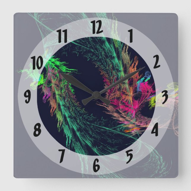 Reloj Cuadrado Fractal - Dragón alado (Anverso)