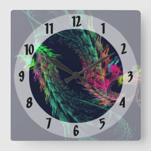 Reloj Cuadrado Fractal - Dragón alado
