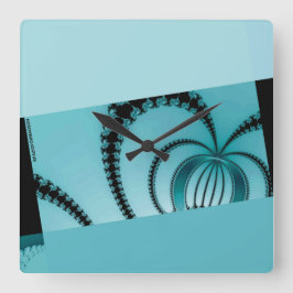 Reloj Cuadrado Fractal Garden azure
