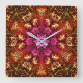 Reloj Cuadrado Fractal Light Golden Starburst