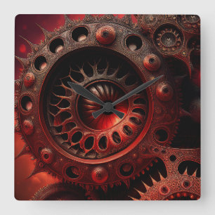 Reloj Cuadrado Fractal Mandelbrot Steampunk de Bronce