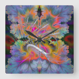 Reloj Cuadrado Fractal psicodélico del canto del cisne