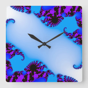 Reloj Cuadrado Fractales azules