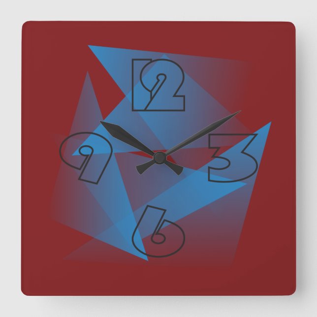 Reloj Cuadrado Fragmentos azules flotantes (Anverso)