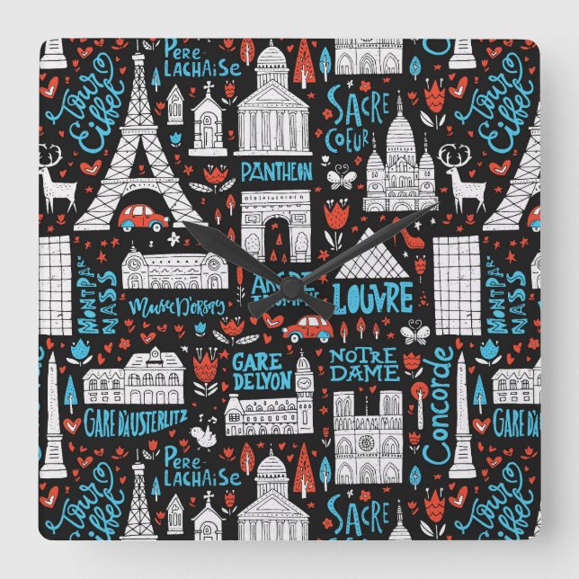 Reloj Cuadrado Francia | Patrón de símbolos (Anverso)