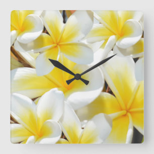 Reloj Cuadrado Frangipani Bouquet, Gran Pared Cuadrada.