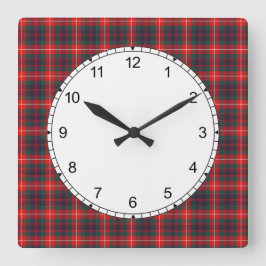 Reloj Cuadrado Fraser rojo y azul marino de Lovat Tartán moderno