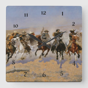 Reloj Cuadrado Frederic Remington Pintura "Dash For The Timber"