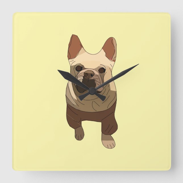 Reloj Cuadrado French Bulldog (Anverso)