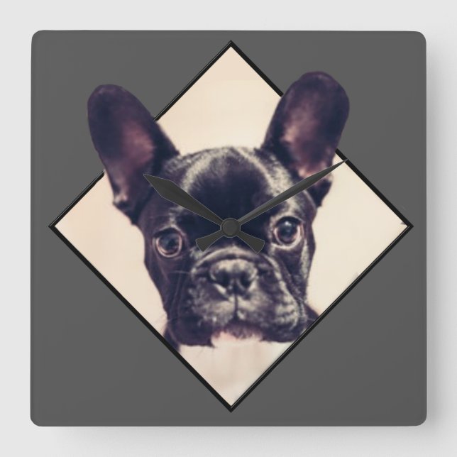 Reloj Cuadrado French Bulldog small square wall clock (Anverso)