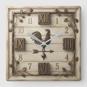 Reloj Cuadrado French Country Rooster Weather vane