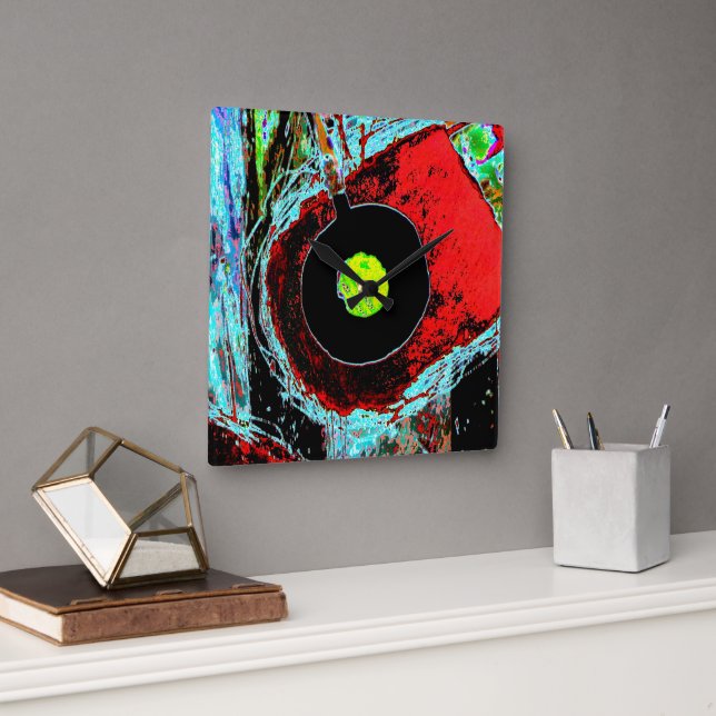 Reloj Cuadrado Frequency Serpent – Abstract Energy Wall Clock (Oficina)