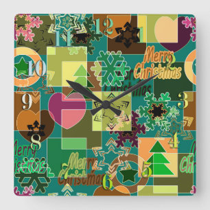 Reloj Cuadrado Fresa sin inconvenientes Nochebuena Snowflake colo