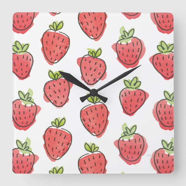 Reloj Cuadrado Fresas acuáticas (Anverso)