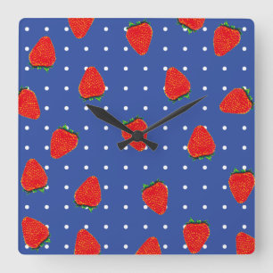 Reloj Cuadrado fresas con puntos