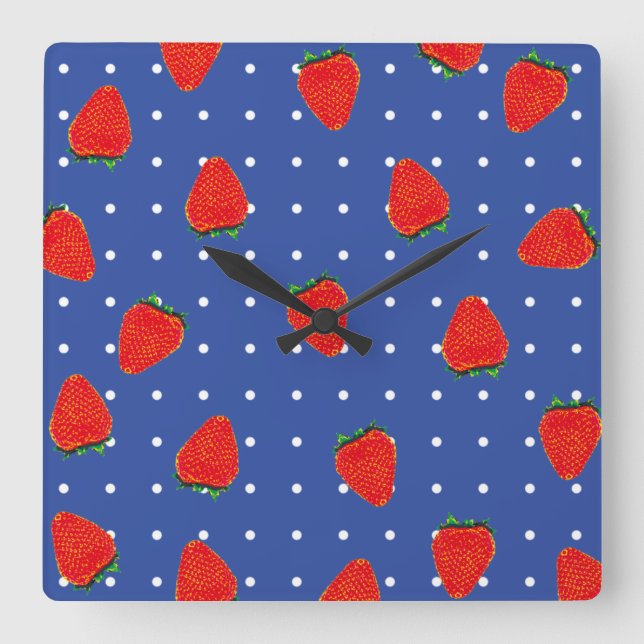 Reloj Cuadrado fresas con puntos (Anverso)