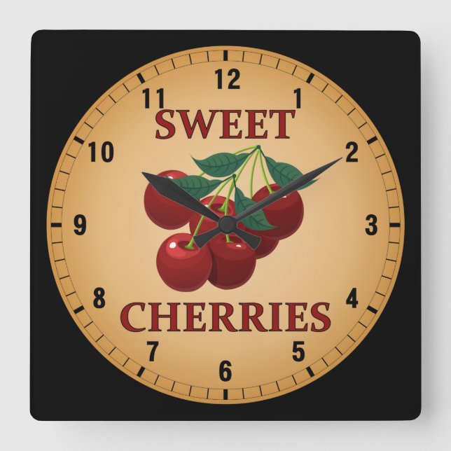 Reloj Cuadrado Fresas dulces (Anverso)