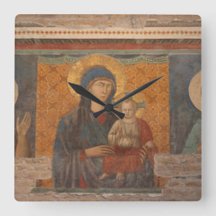 Reloj Cuadrado Fresco De Madonna Y Niño
