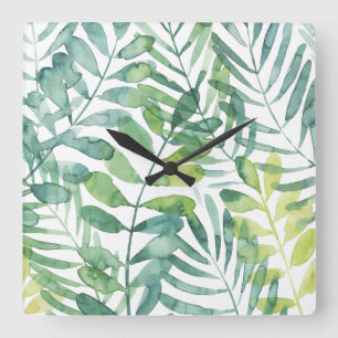 Reloj Cuadrado Frond Waltz - Palm Frond Leaves
