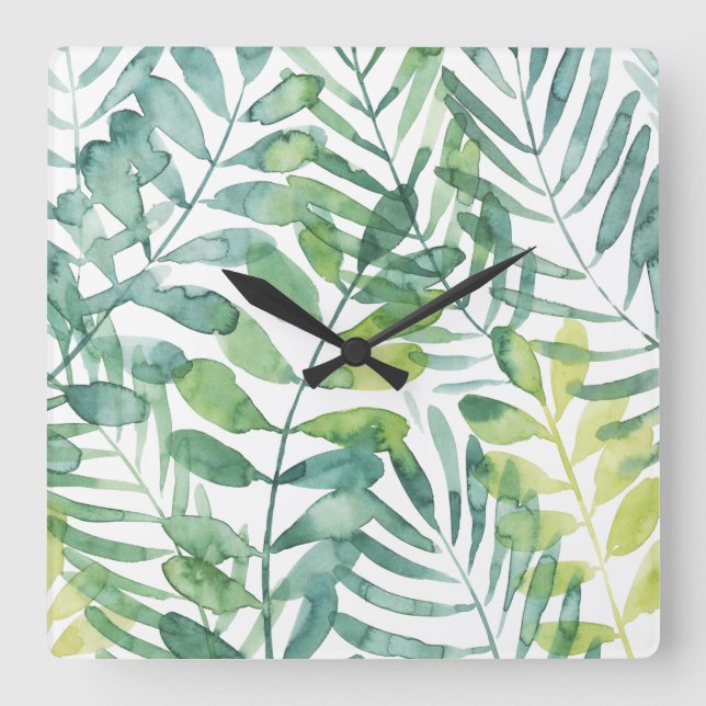 Reloj Cuadrado Frond Waltz - Palm Frond Leaves (Anverso)