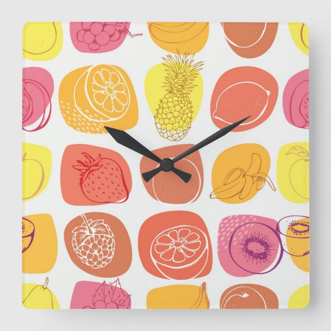 Reloj Cuadrado Fruit pattern (Anverso)