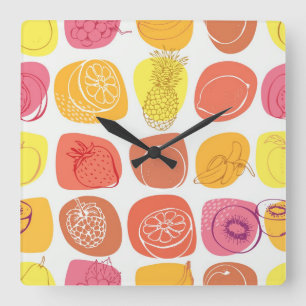 Reloj Cuadrado Fruit pattern