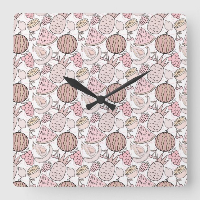 Reloj Cuadrado Fruit seamless pattern | Fruit surface pattern 1 (Anverso)