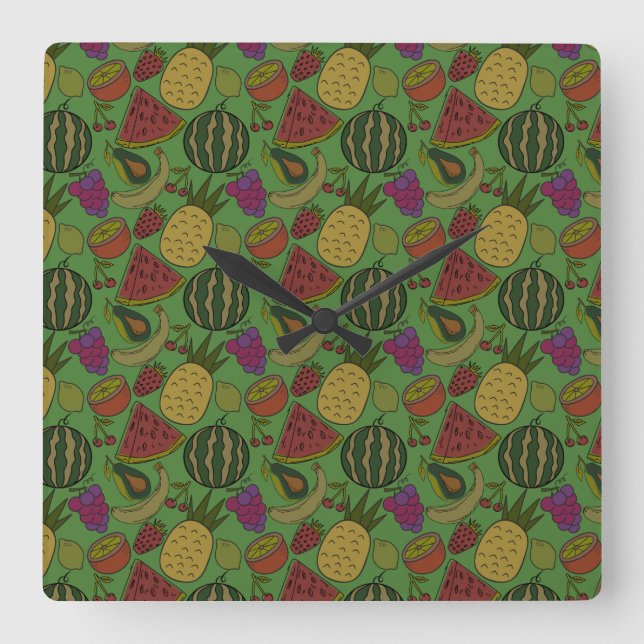 Reloj Cuadrado Fruit seamless pattern | Fruit surface pattern 19 (Anverso)