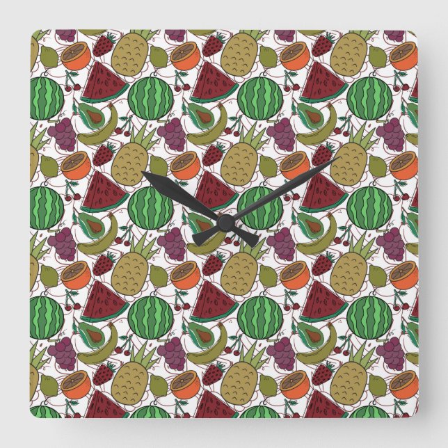 Reloj Cuadrado Fruit seamless pattern | Fruit surface pattern 25 (Anverso)