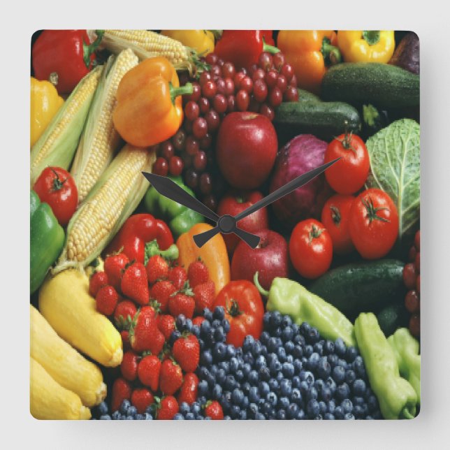 RELOJ CUADRADO FRUIT & VEGETABLES (Anverso)