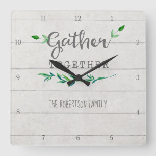 Reloj Cuadrado Frunce de madera de la hoja simple de Shiplap del