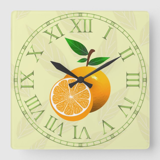 Reloj Cuadrado Fruta naranja (Anverso)