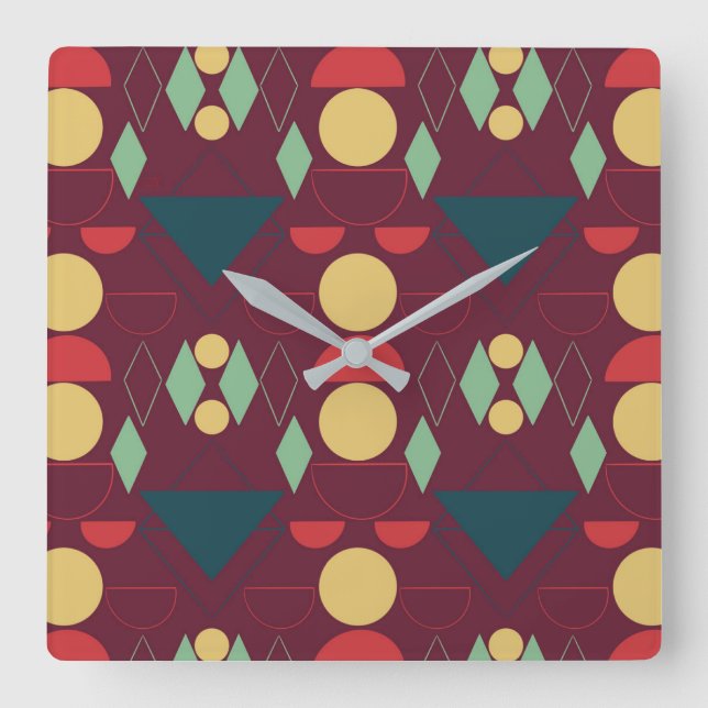 Reloj Cuadrado Fuchsia geométrica de mid Century (Anverso)