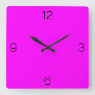 Reloj Cuadrado Fuchsia / Hot Pink FF00FF - Opción para añadir nom