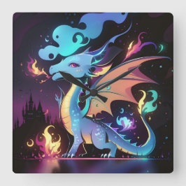 Reloj Cuadrado Fuego de dragón encantado