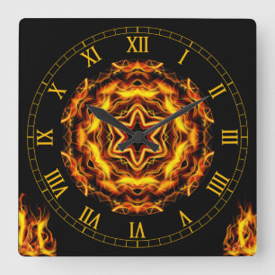 Reloj Cuadrado Fuera De Lo Crucible ~ Arte De Las Llamas ~