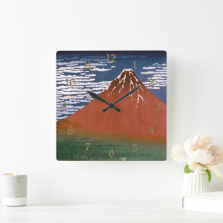 Reloj Cuadrado Fuji Rojo, El Volcán Aka Fujiyama Katsushika Hokus