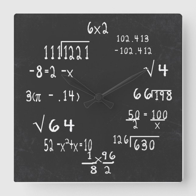 Reloj Cuadrado Fun Geek Math (Anverso)