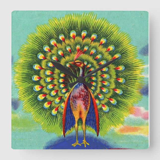 Reloj Cuadrado fun peacock print (Anverso)