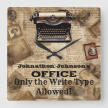 Fundido retro hombre cueva vintage máquina de escr