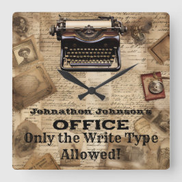 Reloj Cuadrado Fundido retro hombre cueva vintage máquina de escr