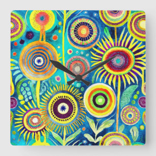 Reloj Cuadrado Funky Dandelions Wall Clock
