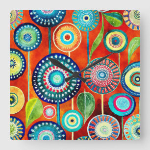 Reloj Cuadrado Funky Dandelions Wall Clock