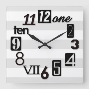 Reloj Cuadrado Funky Numerra Square con rayas Clocks Wall