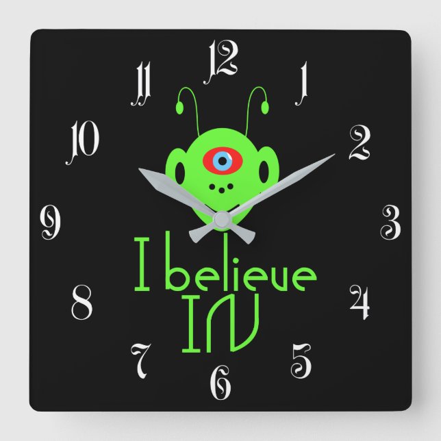 Reloj Cuadrado Funny alien monster (Anverso)