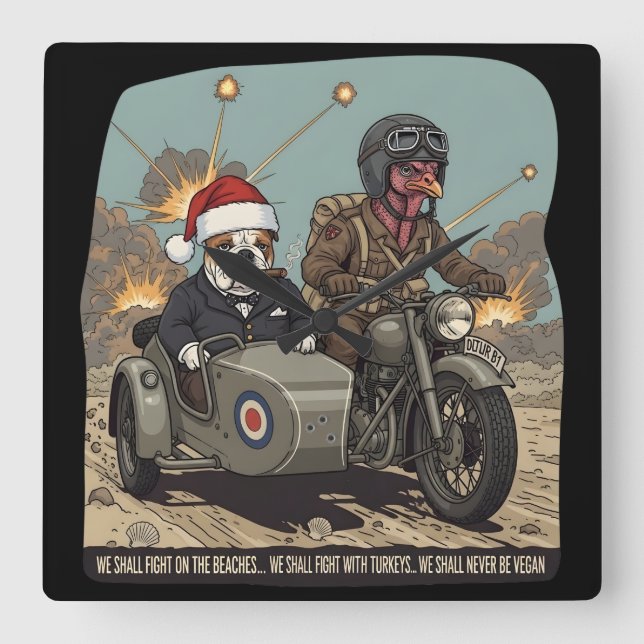Reloj Cuadrado Funny British themed Christmas (Anverso)